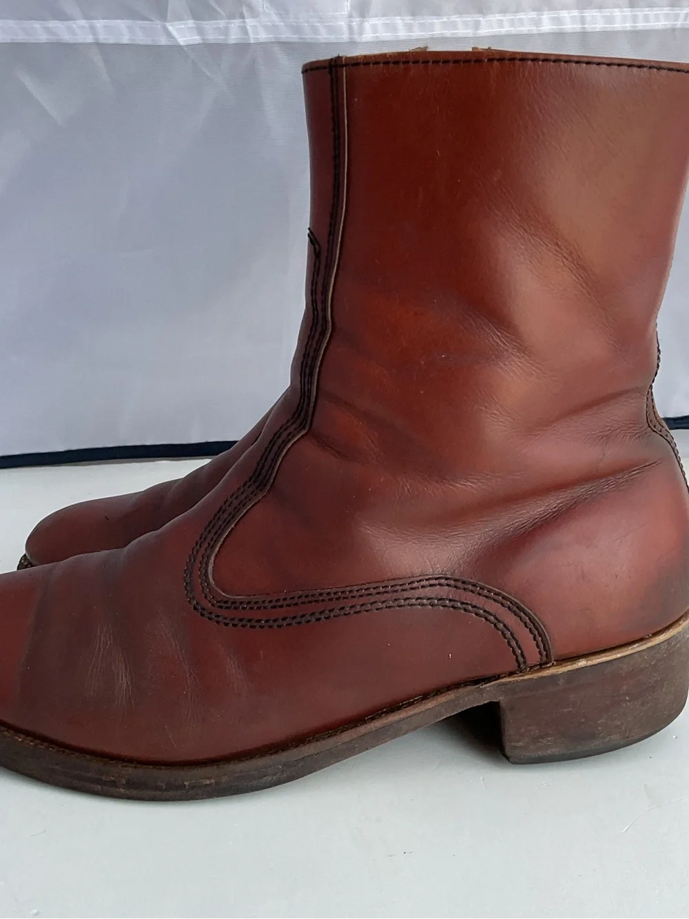 Handmade Brown Leather Side Zipper Ankle Boots #232/3065 Men’s Size 10.5 D